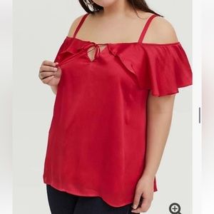 Torrid chiffon cold shoulder top